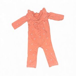 Coral Baby Romper with Floral Print